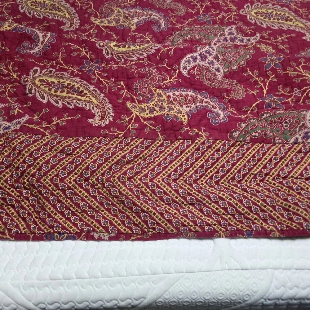 Noble Excellence Vintage Red Floral Patchwork Quilt King Size 108x94